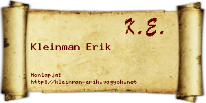 Kleinman Erik névjegykártya